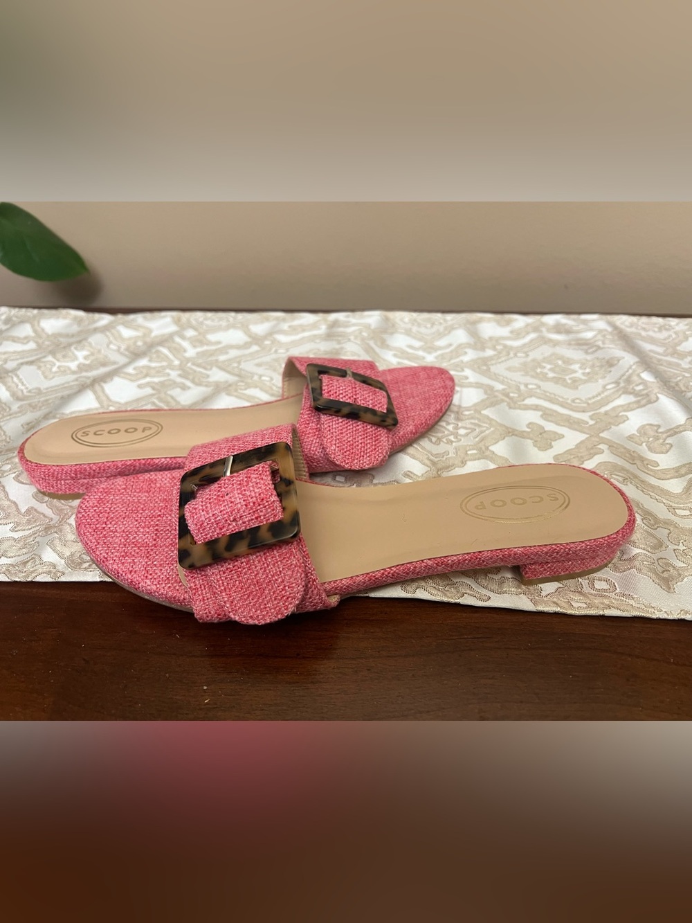 Scoop Pink Buckle Slide Sandals for Women